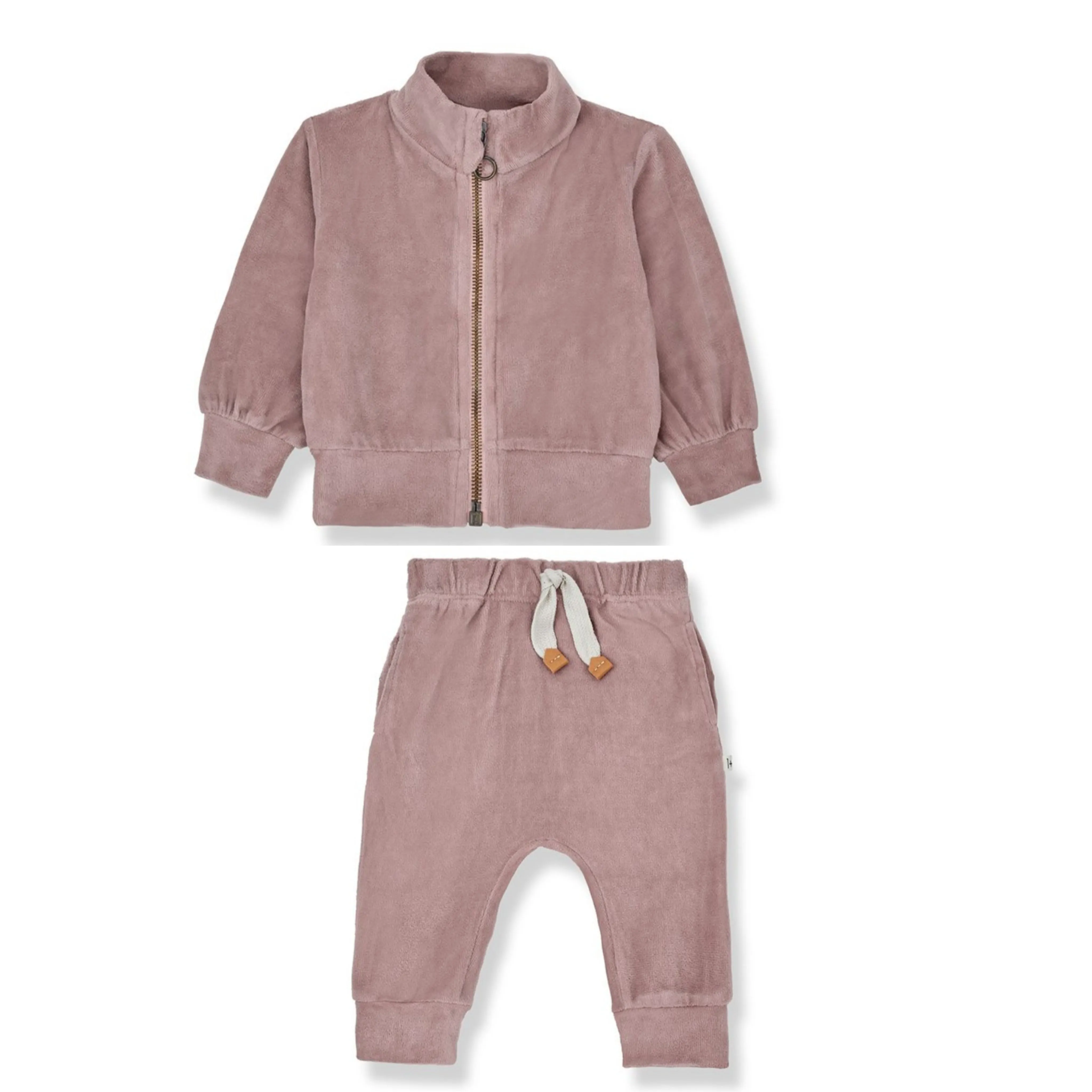 1   IN THE FAMILY MAUVE GANNA JON ZIP JACKET VELOUR SET