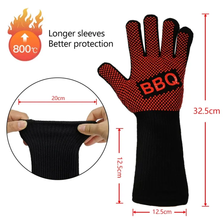 1 Pair High Temperature Resistant Silicone BBQ Gloves  Anti-Scalding Gloves(Scalpel Red)