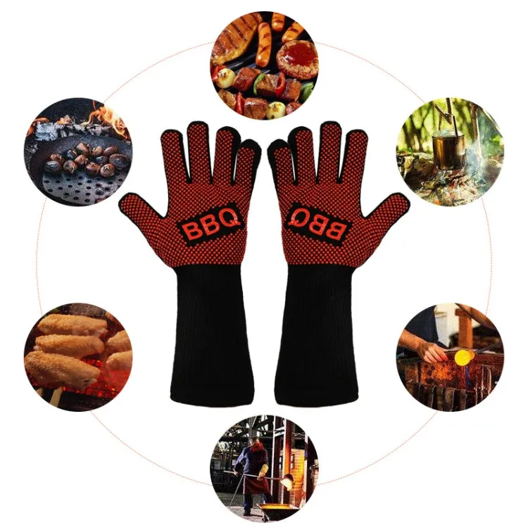 1 Pair High Temperature Resistant Silicone BBQ Gloves  Anti-Scalding Gloves(Scalpel Red)