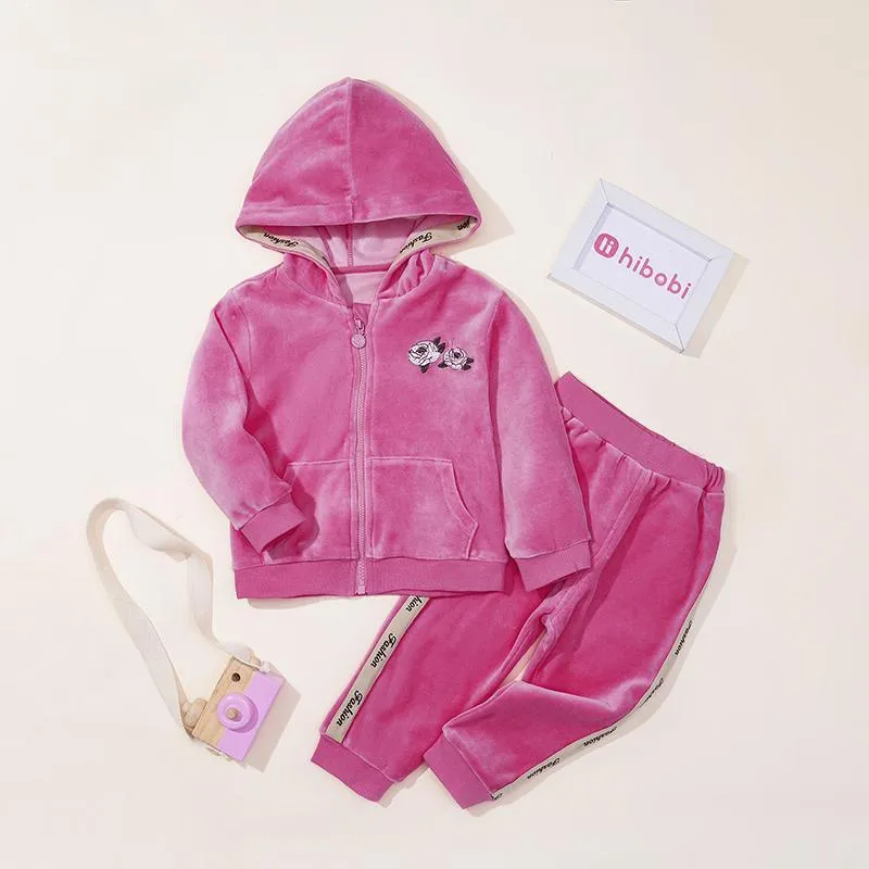 2-piece Velvet Hoodie & Pants for Toddler Girl