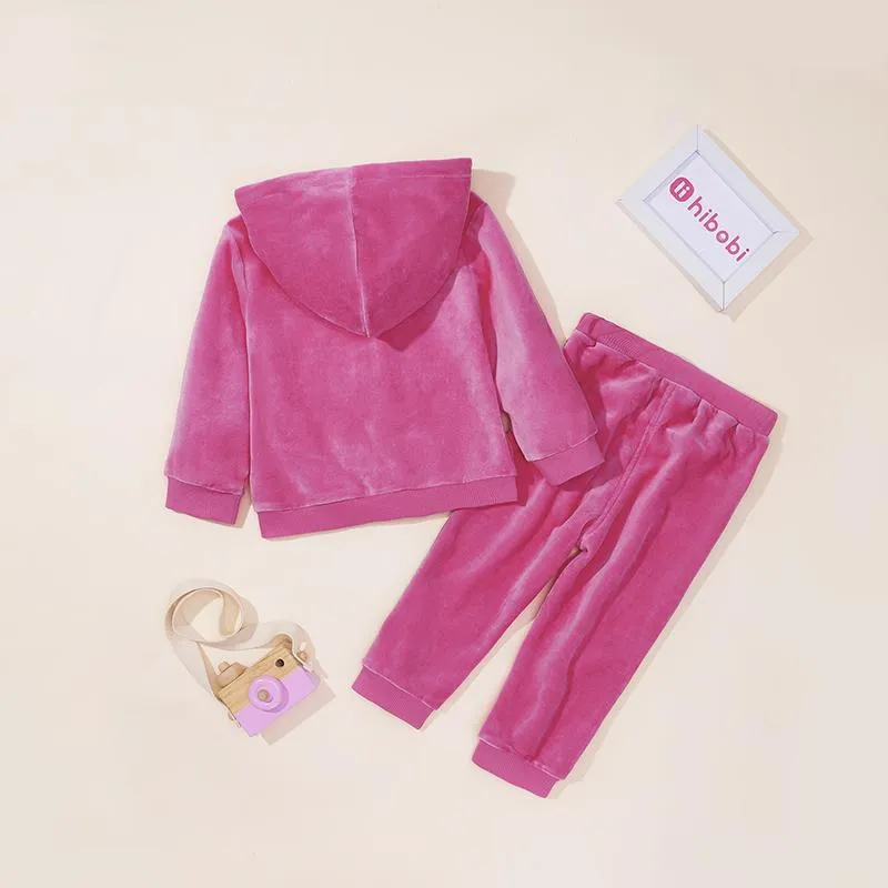 2-piece Velvet Hoodie & Pants for Toddler Girl