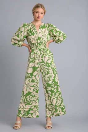 Aine Green Floral Jumpsuit