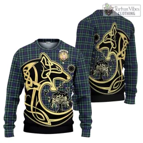 Allardice Tartan Ugly Sweater with Family Crest Celtic Wolf Style