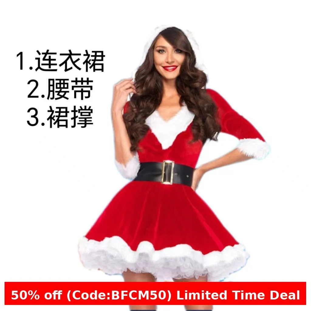 Amozae christmas outfit men Christmas Costume Adult Female Photo Costume Performance Costume Christmas Costume Performance Costume Queen Dress