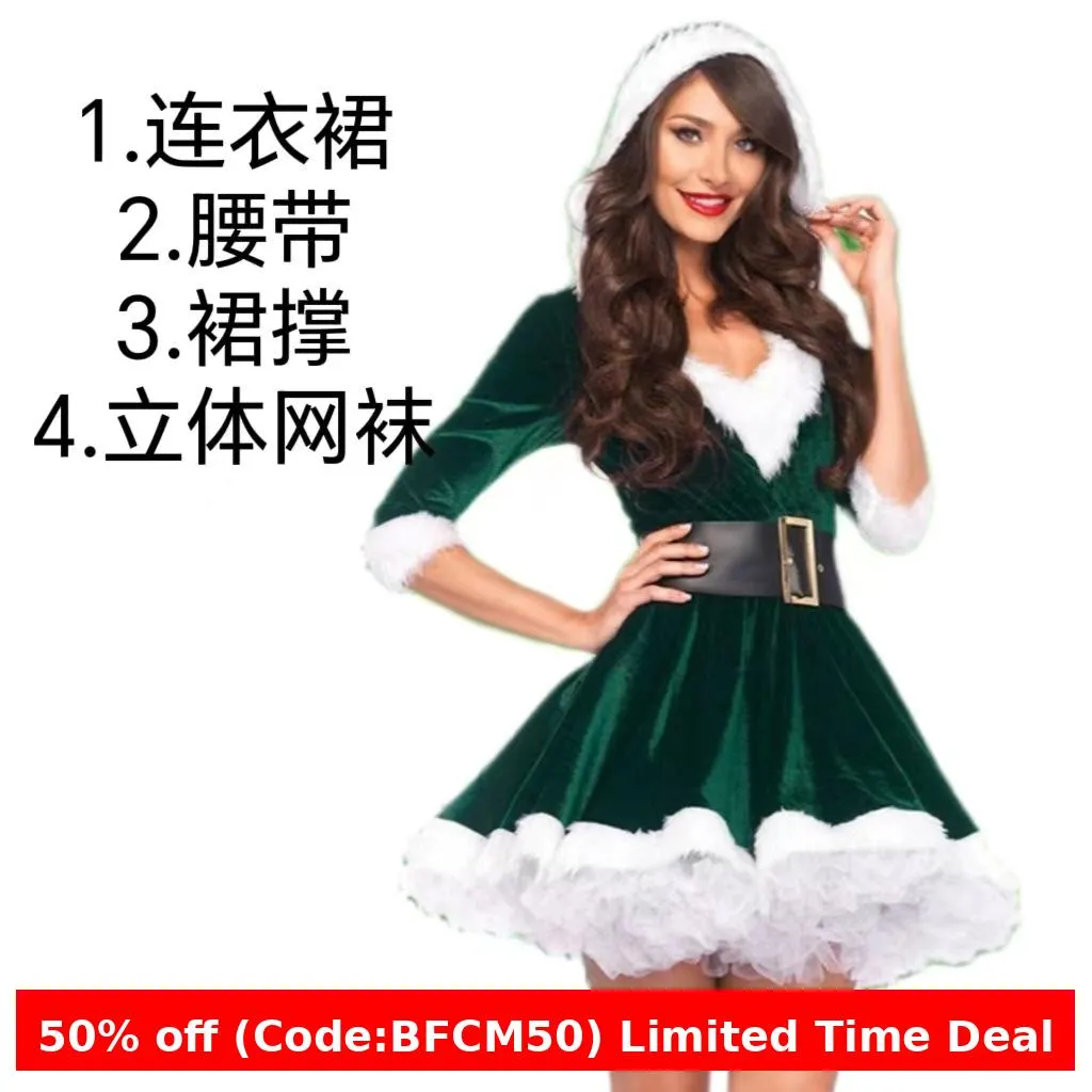 Amozae christmas outfit men Christmas Costume Adult Female Photo Costume Performance Costume Christmas Costume Performance Costume Queen Dress