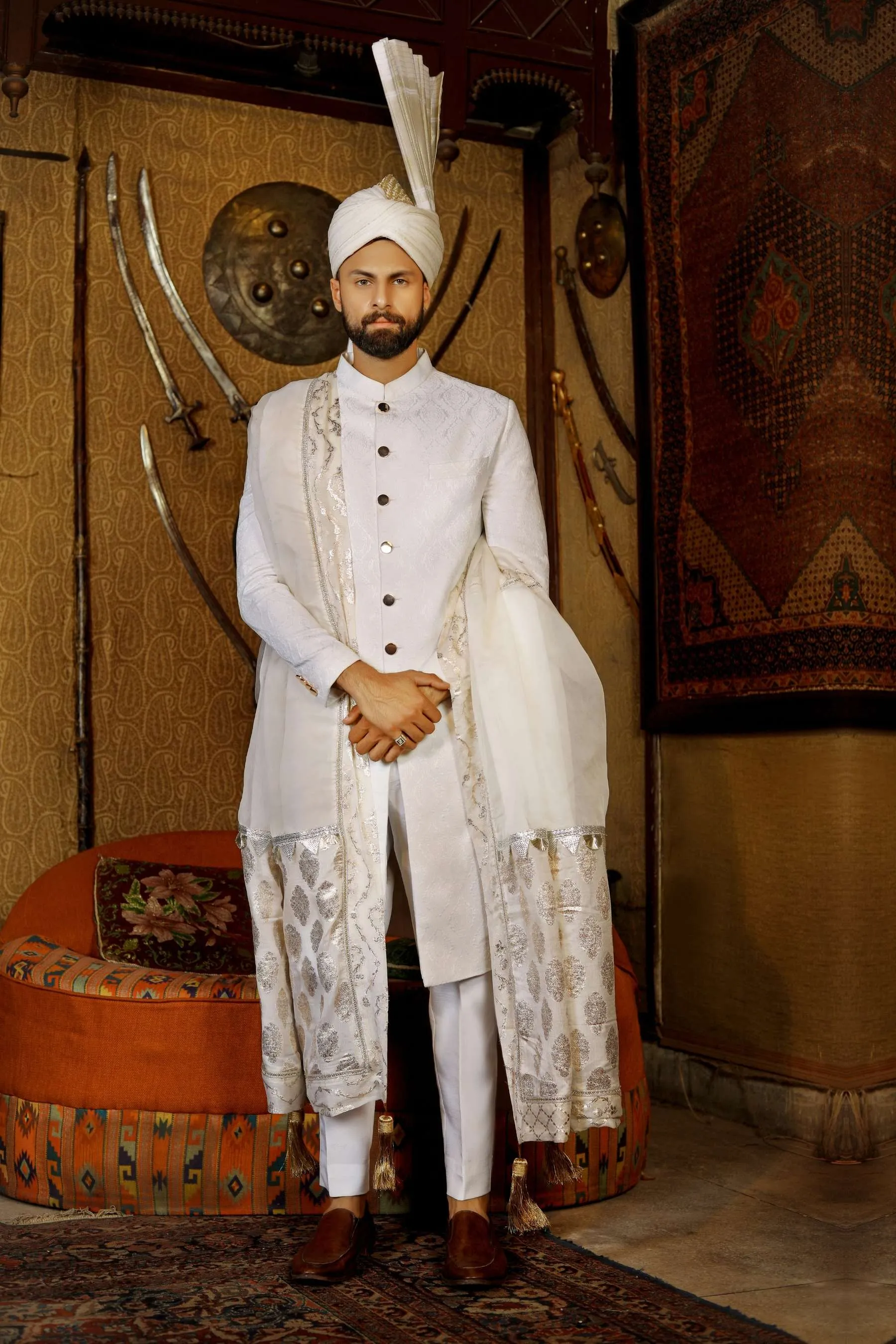 Arif Ashraf - Opal - Off White - Self Karandi & Silk - 3 Piece