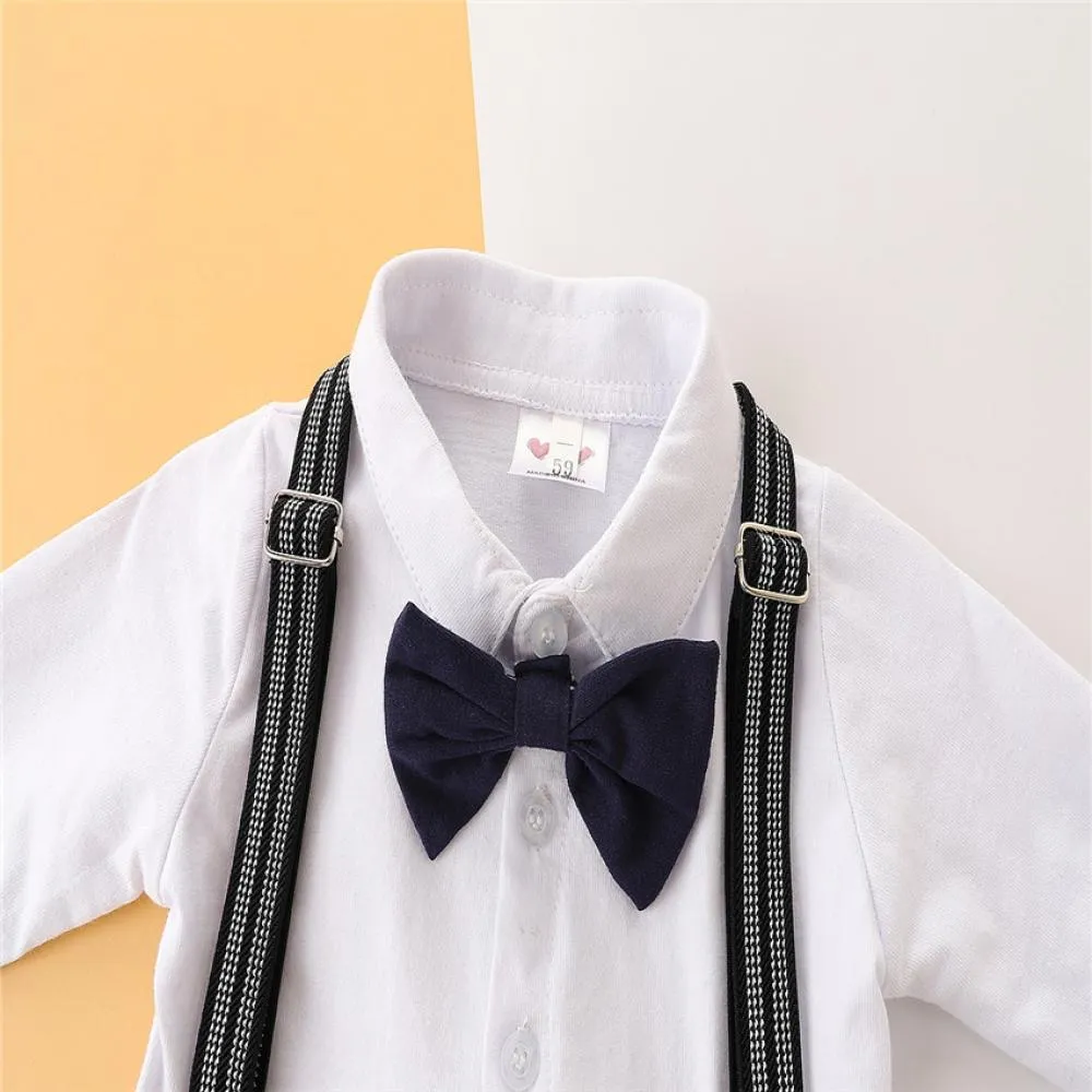 Autumn Baby Boy New Vest   Hat  Long-sleeve Top   Suspender Trousers Set Wholesale Baby Clothes