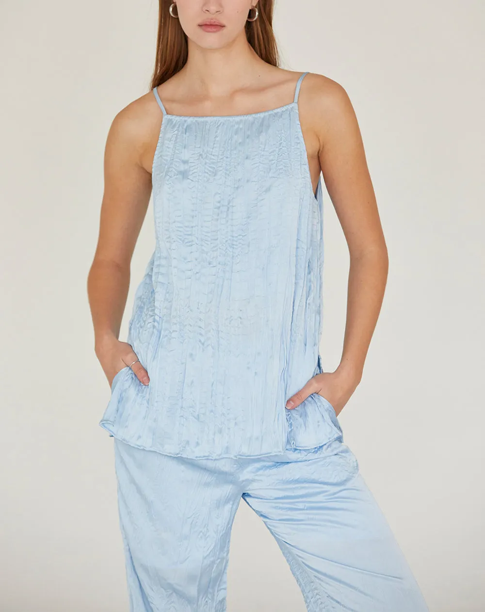 Baby Blue Square Neck Top