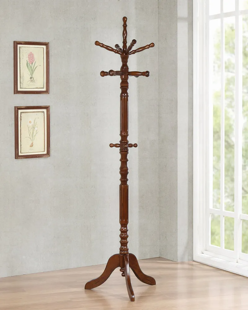 Bachelle Traditional Golden Brown Wood Coat Rack