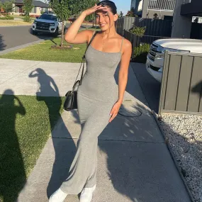 Backless Maxi Dress with Strap - Sexy and Casual