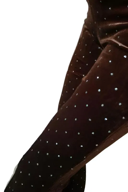 Bear Dance Solid Flared Glitter Dot Pants - Brown