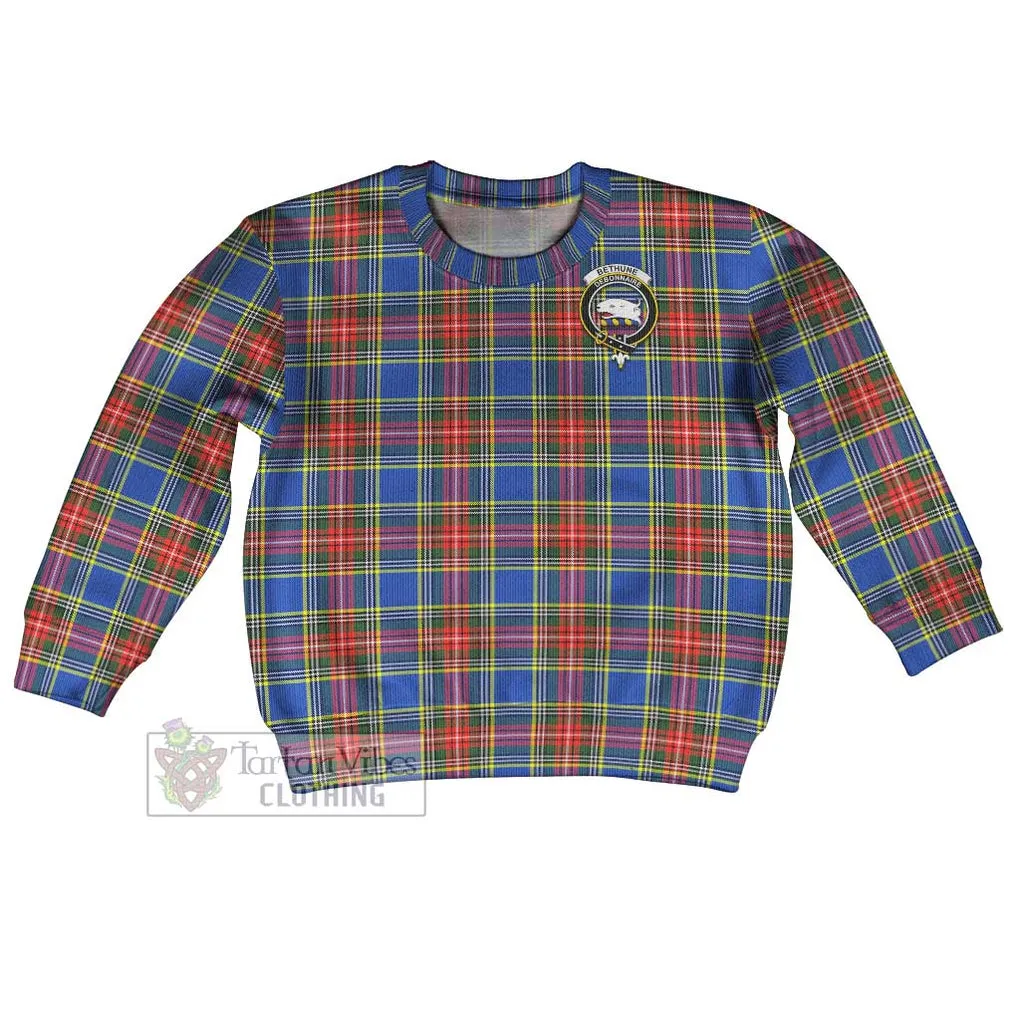 Bethune Tartan Kid Ugly Sweater with Family Crest