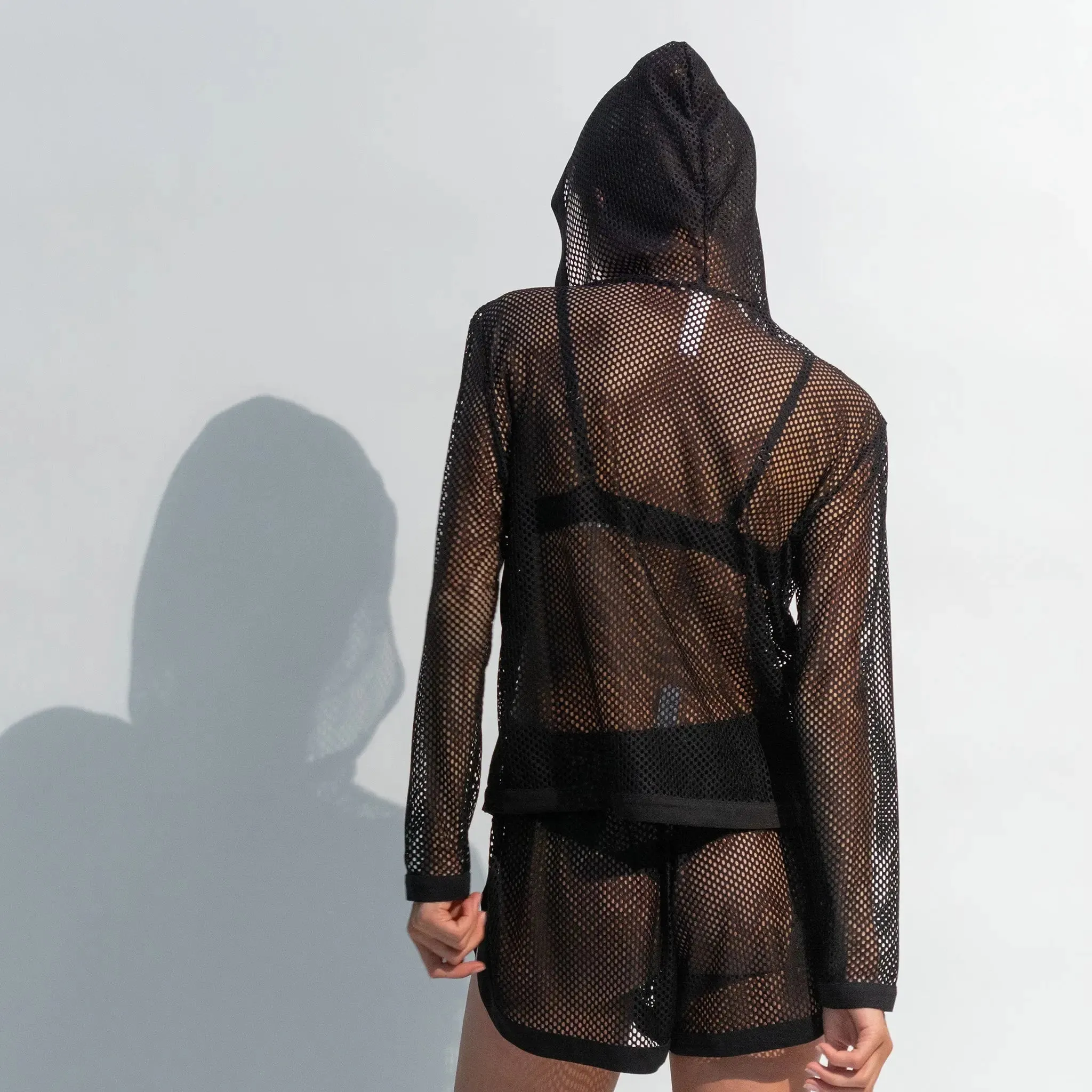 Black Daring Net Hoodie