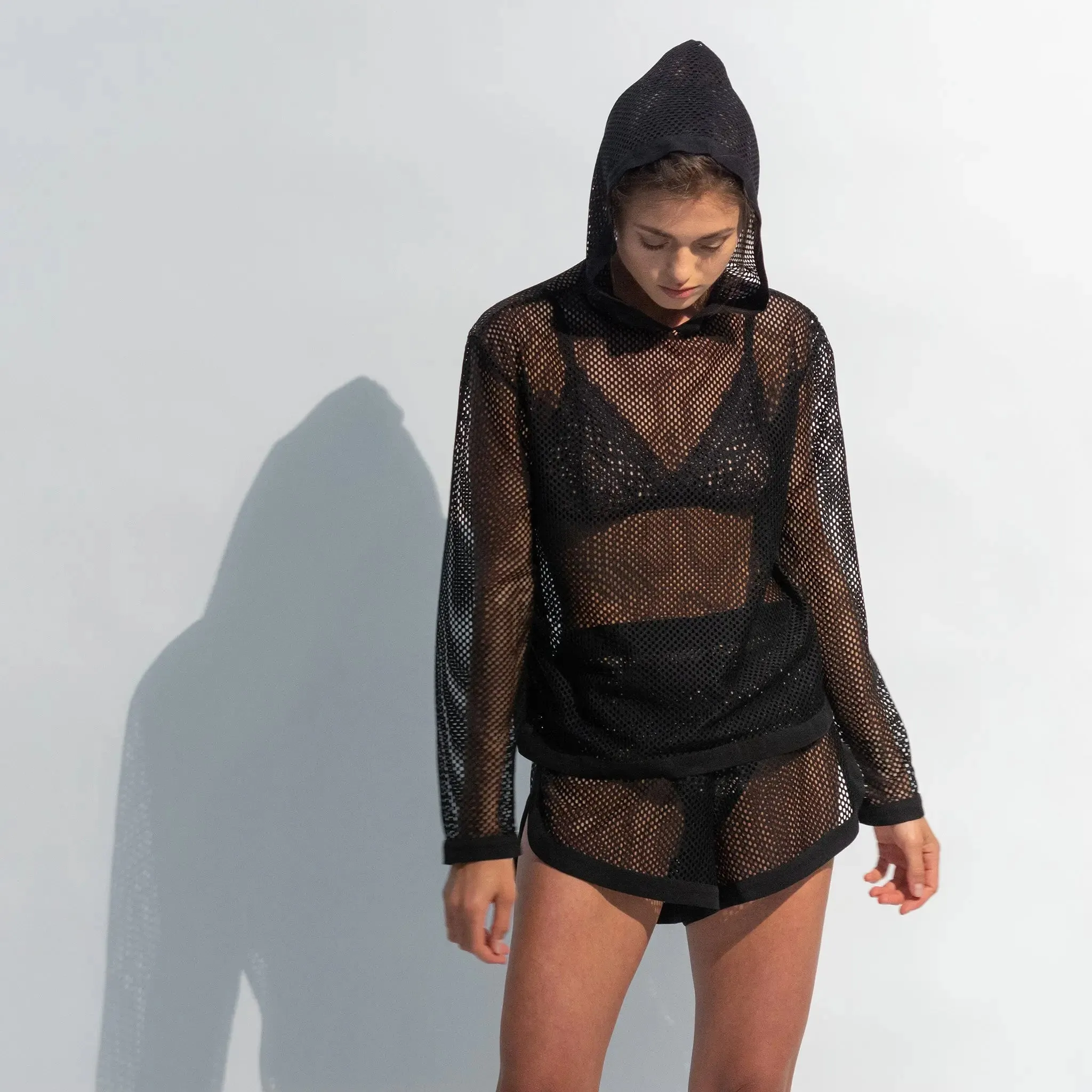 Black Daring Net Hoodie