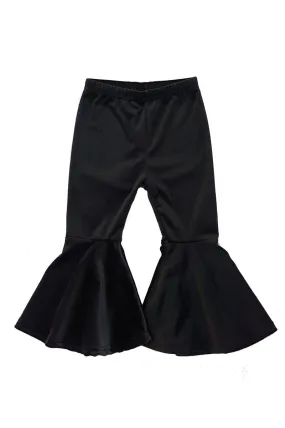 BLACK FLARED VELVET BELL PANTS