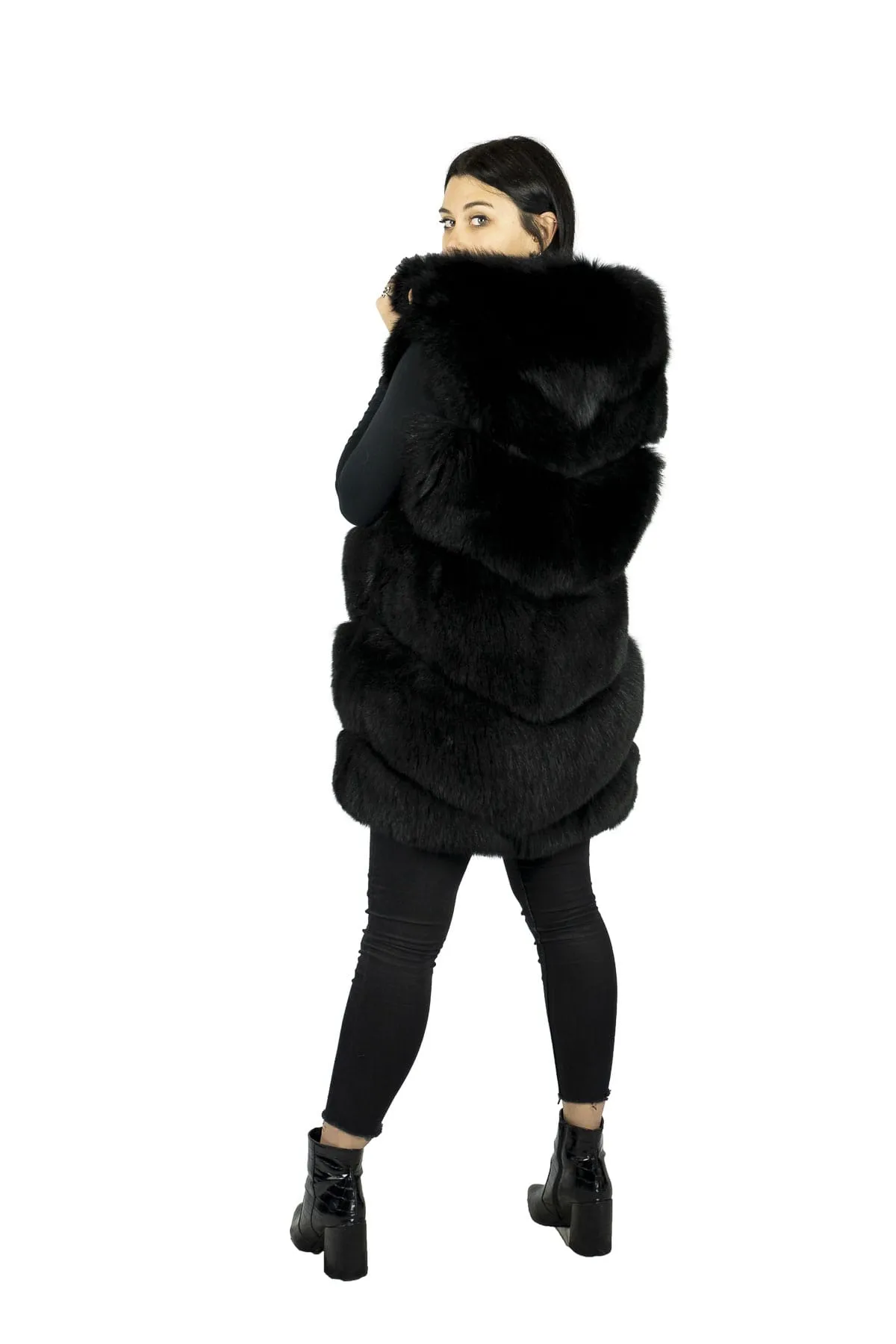 Black Fox Hooded Vest