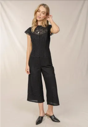 Black Lace Scallop Jumpsuit