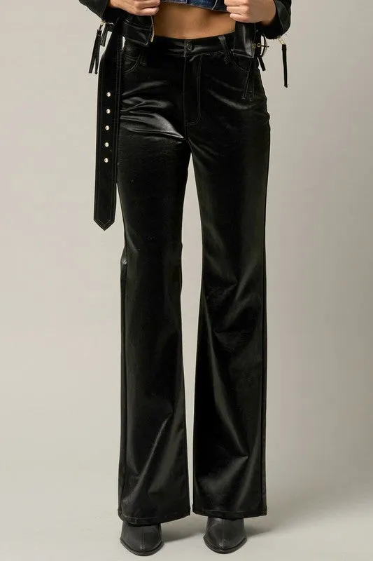 Black Velvet High Rise Flare Pants