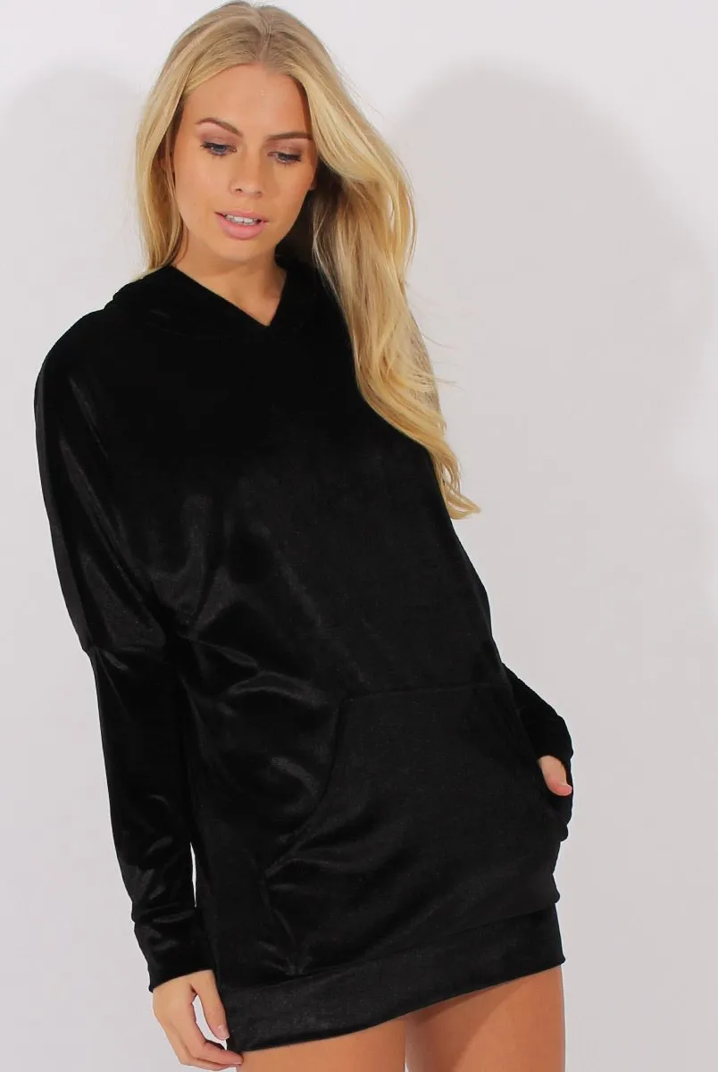 Black Velvet Oversized Hoodie - Reagan