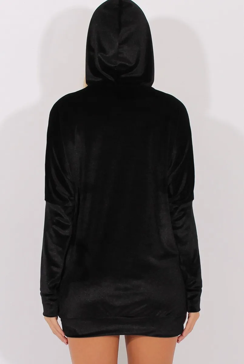 Black Velvet Oversized Hoodie - Reagan