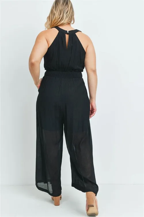 Black Wide Leg Plus Size Jumpsuit