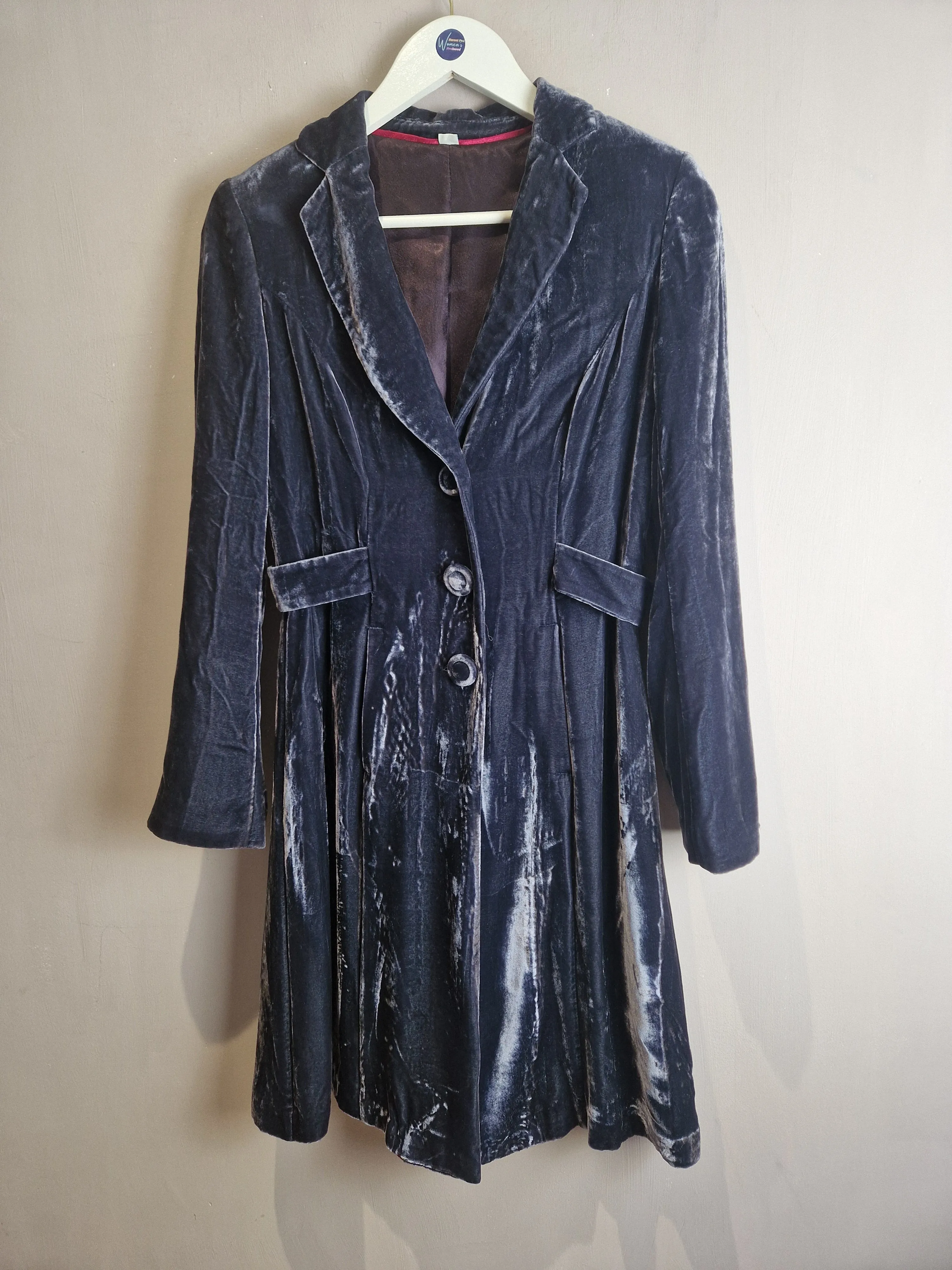 Boden indigo velvet silk blend overcoat - size 10