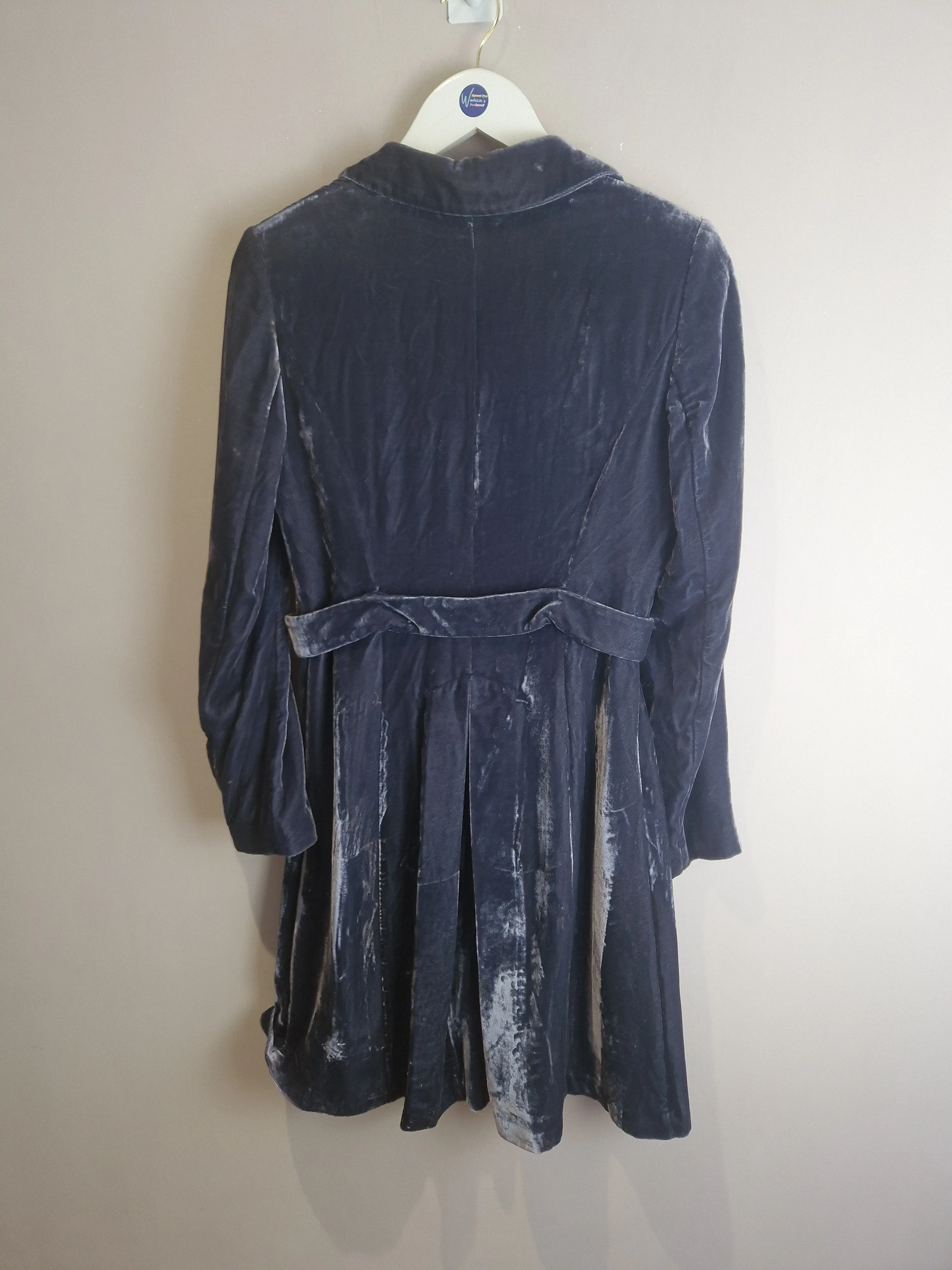 Boden indigo velvet silk blend overcoat - size 10