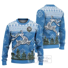 Brisbane Clan Christmas Ugly Sweater with Tartan and Celtic Reindeer Style