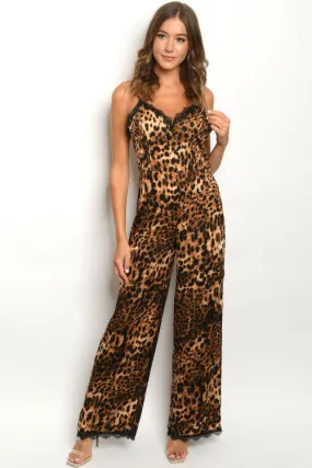 Brown Leopard Animal Print Jumpsuit