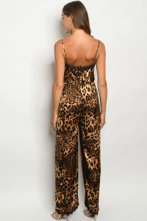 Brown Leopard Animal Print Jumpsuit