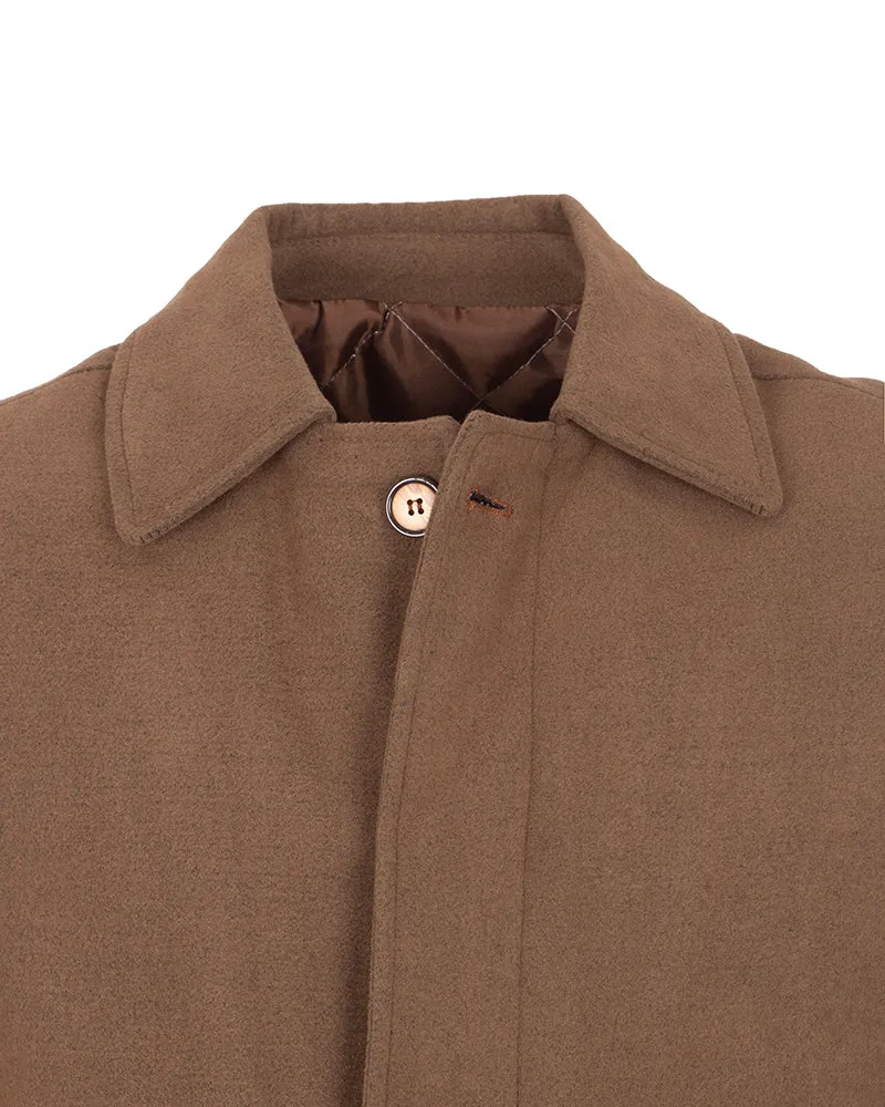 Brown Single Breast Classic Men's Overcoat J 521