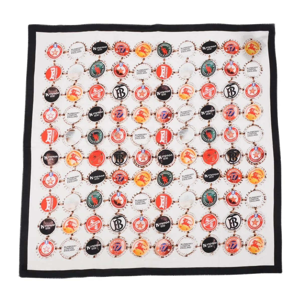 Burberry Bottle Cap Print Cotton & Silk Fringed Shawl