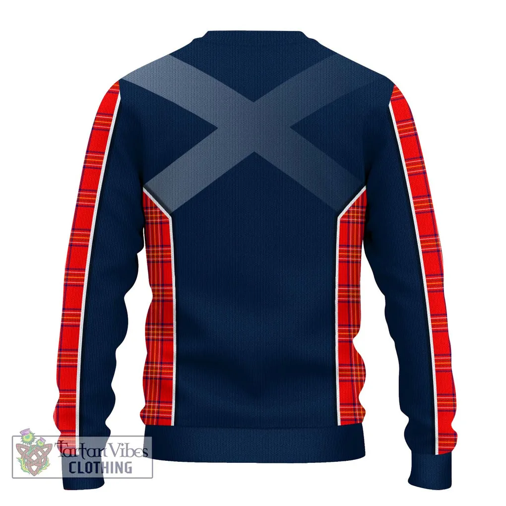 Burnett Modern Tartan Ugly Sweater with Family Crest and Lion Rampant Vibes Sport Style