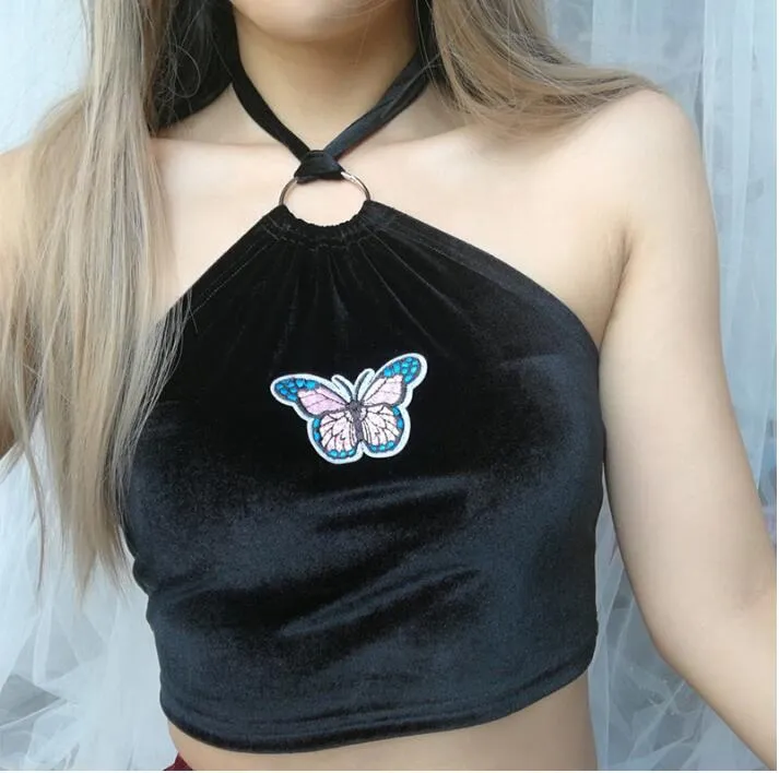 BUTTERFLY VELVET CROP TOP