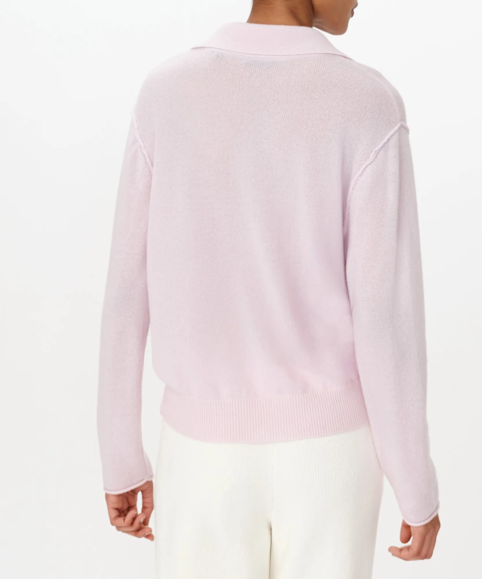 Cashmere Oversized Polo Sweater - Faded Petunia