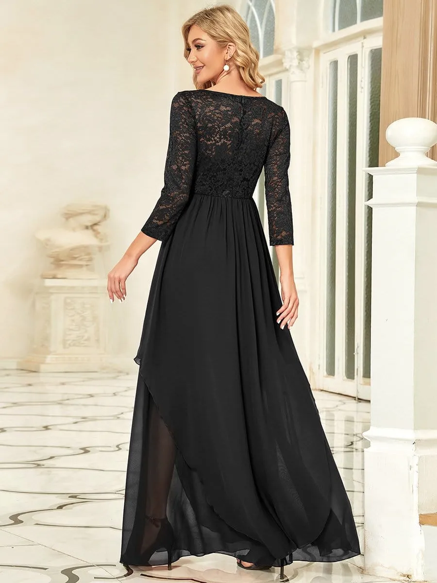 Classic Floral Lace Bridesmaid Dress with Long Sleeve