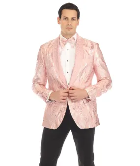 COSMOPOLITAN - PINK MENS COSMOPOLITAN PINK SHAWL COLLAR TUXEDO 1 BUTTON 2 VENT SLIM FIT BLAZER