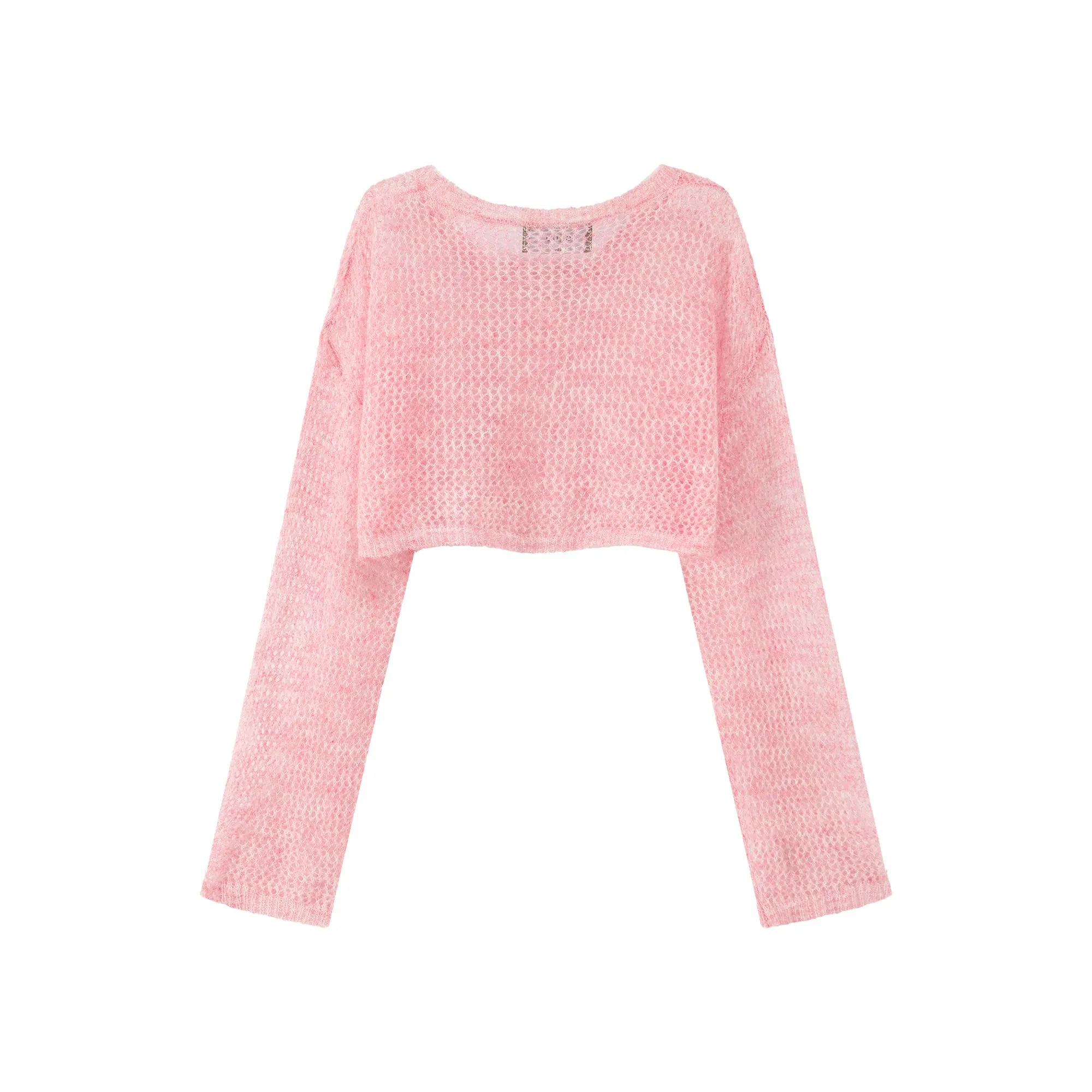 Crochet See-Through Crop Sweater