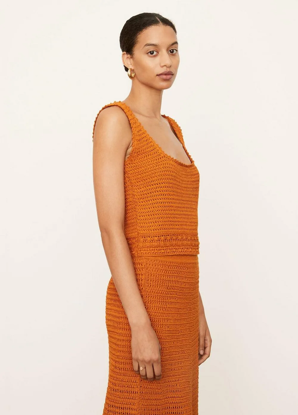 Crochet Square Neck Camisole in Burnt Orange