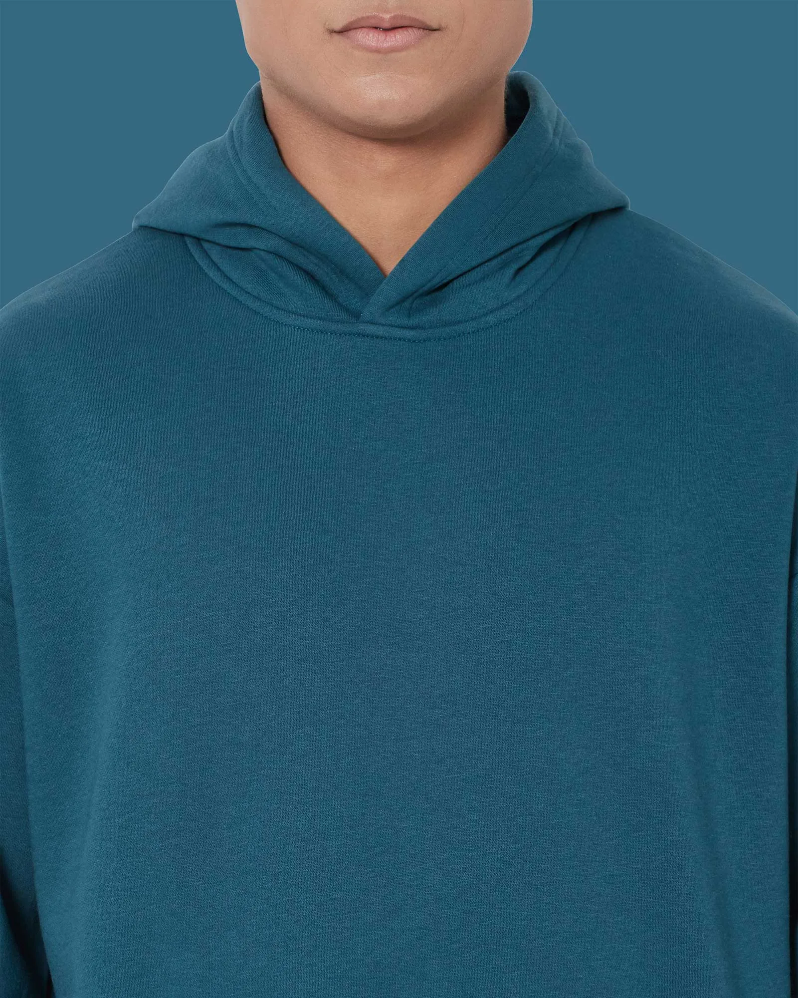 Crop Sleeves Oversized Hoodie: Deep Teal Blue