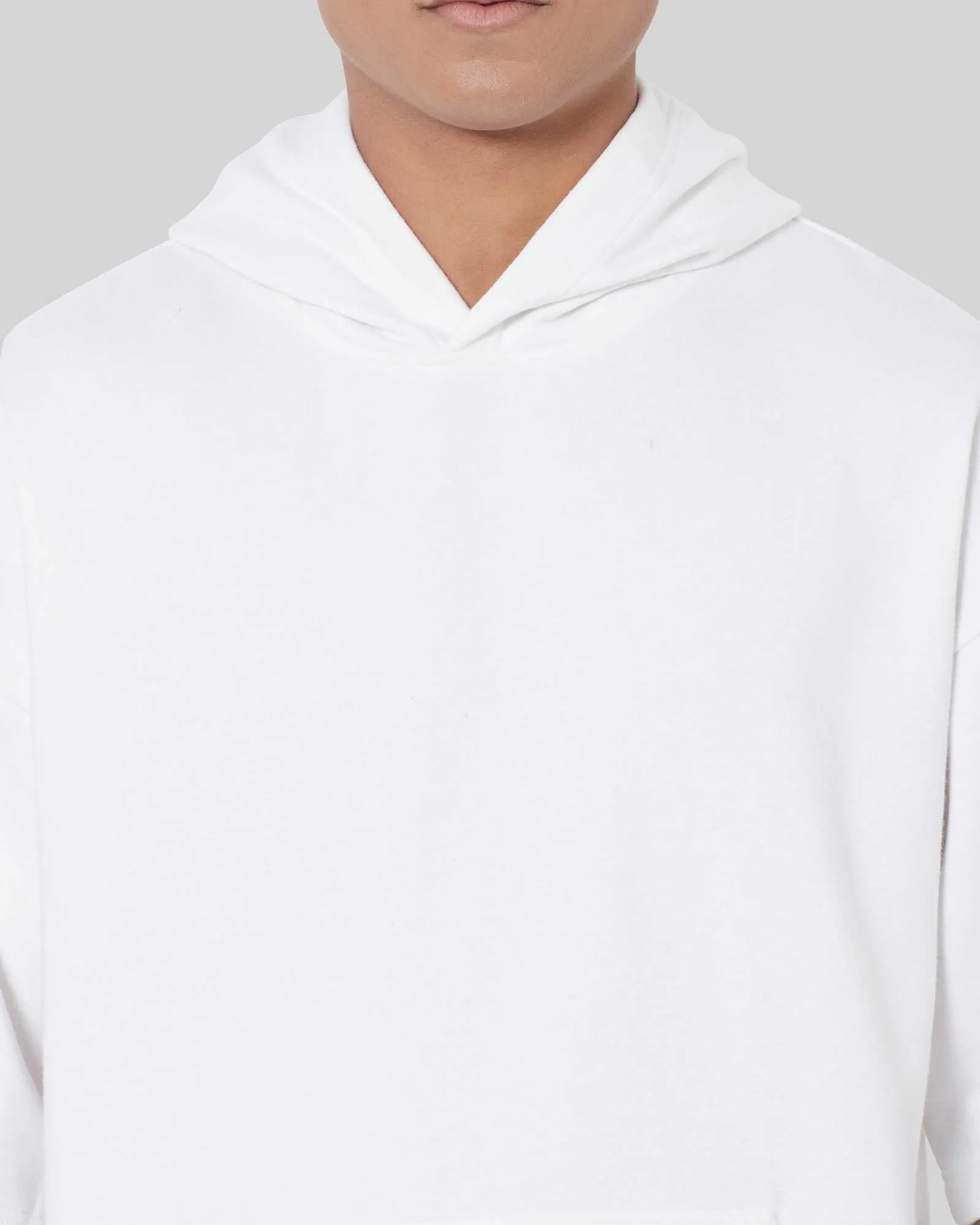 Crop Sleeves Oversized Hoodie: Solid White