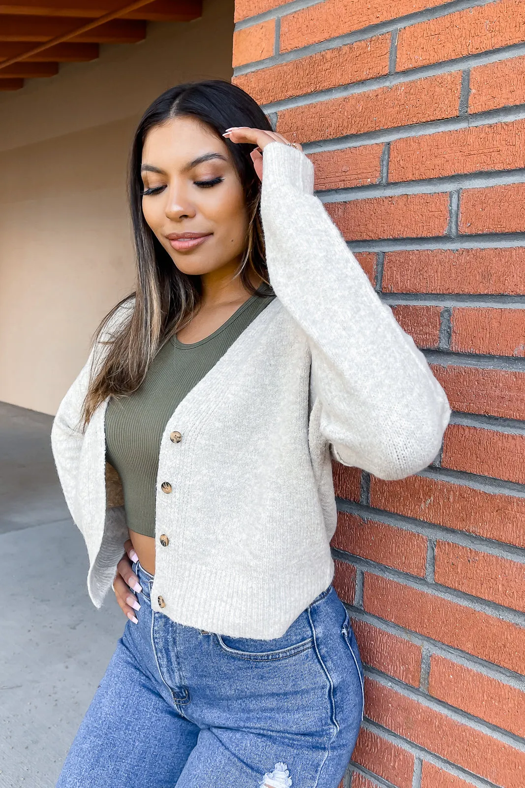 Cropped Knit Cardigan