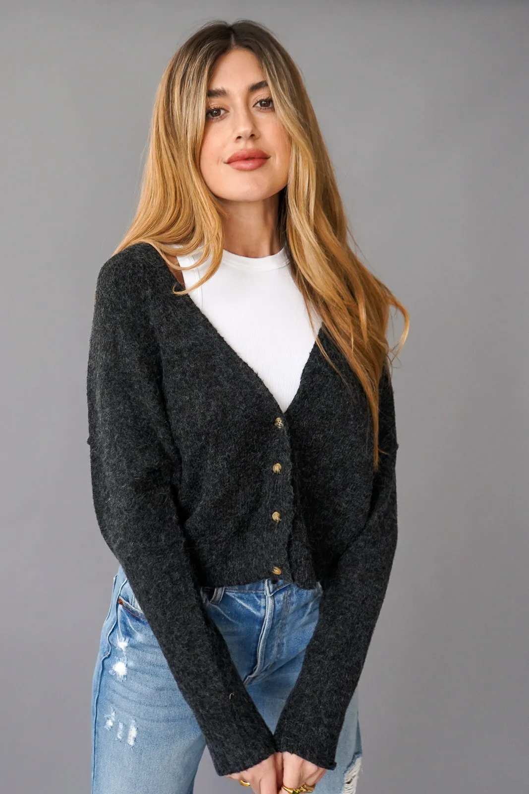 Cropped Knit Cardigan