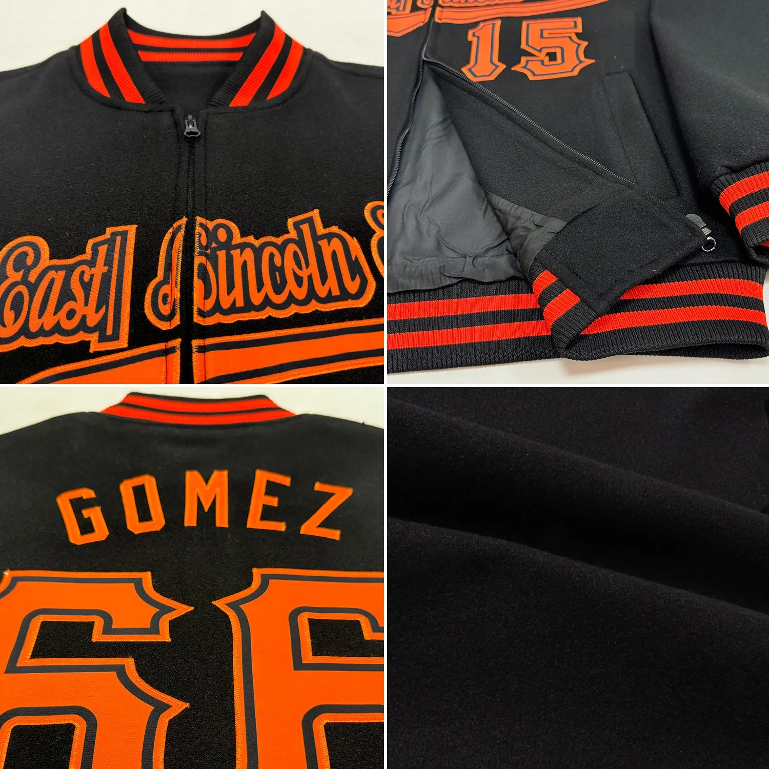 Custom Black Crimson Cream-City Cream Bomber Varsity Letterman Two Tone Zipper Jacket