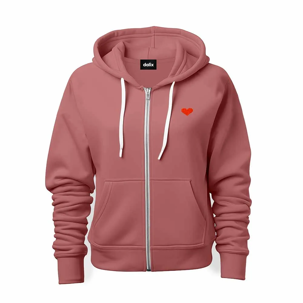 Dalix Pixel Heart Zip Hoodie