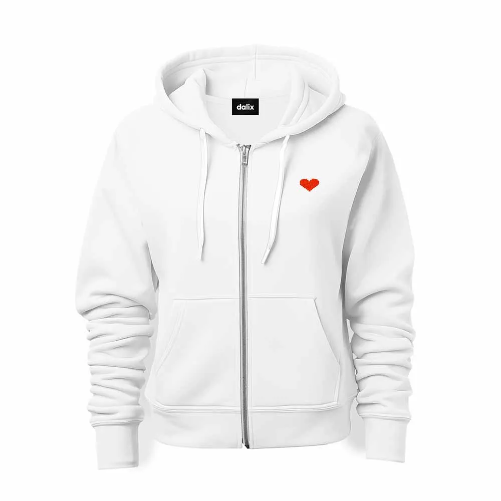 Dalix Pixel Heart Zip Hoodie