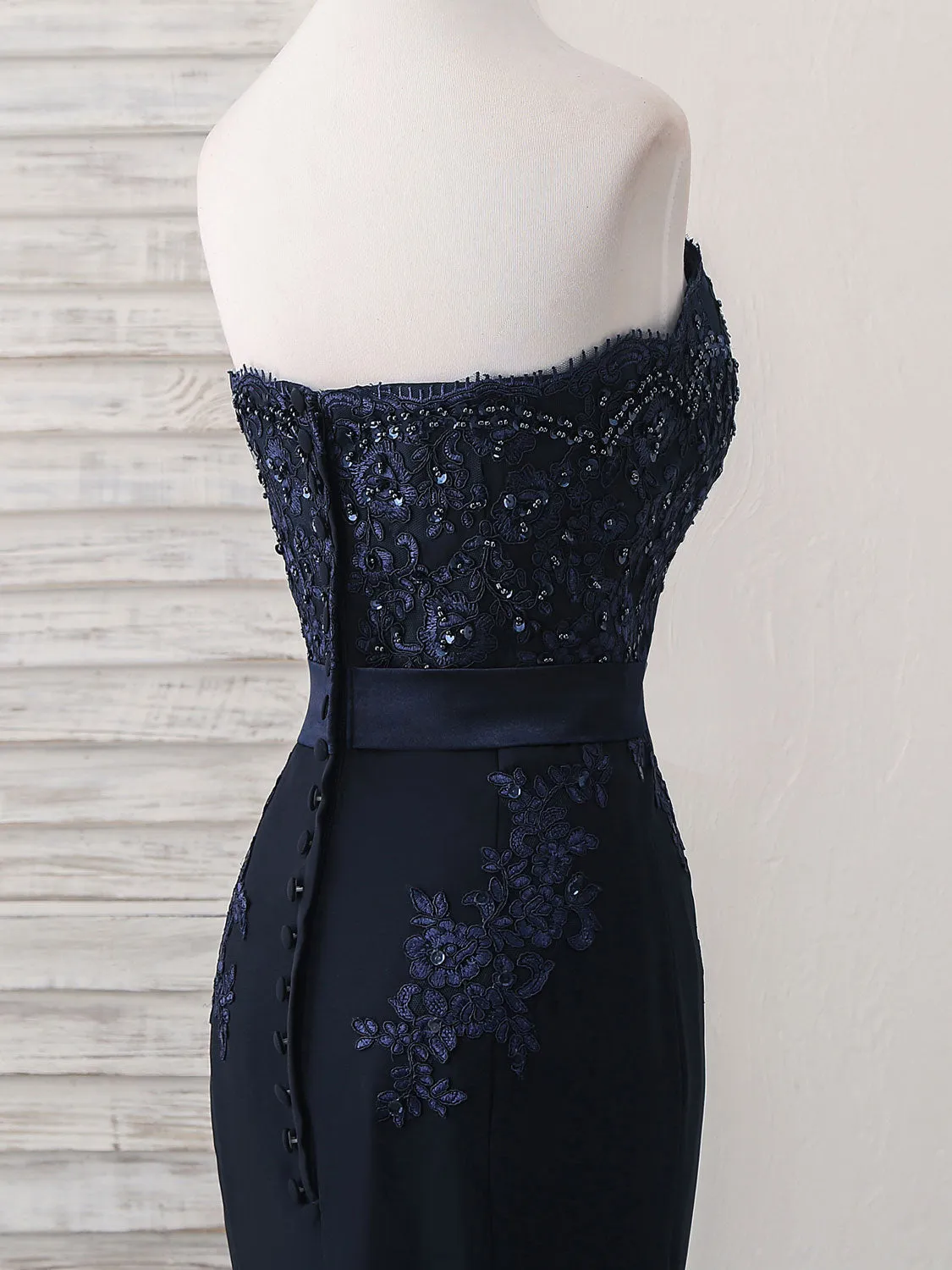 Dark Blue Sweetheart Mermaid Long Prom Dress Dark Blue Evening Dress