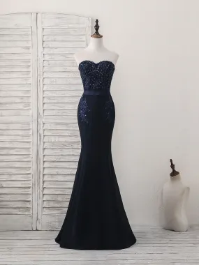 Dark Blue Sweetheart Mermaid Long Prom Dress Dark Blue Evening Dress