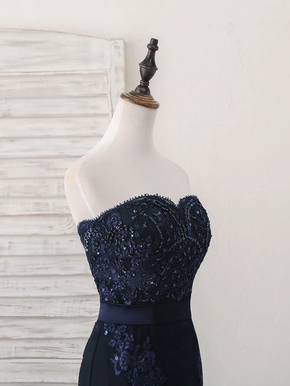 Dark Blue Sweetheart Mermaid Long Prom Dress Dark Blue Evening Dress