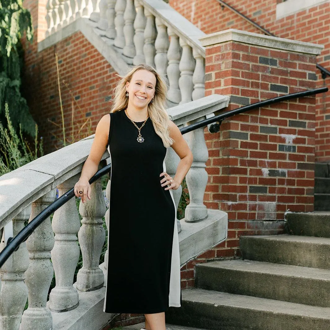 Del Black and Cream Stripe Dress